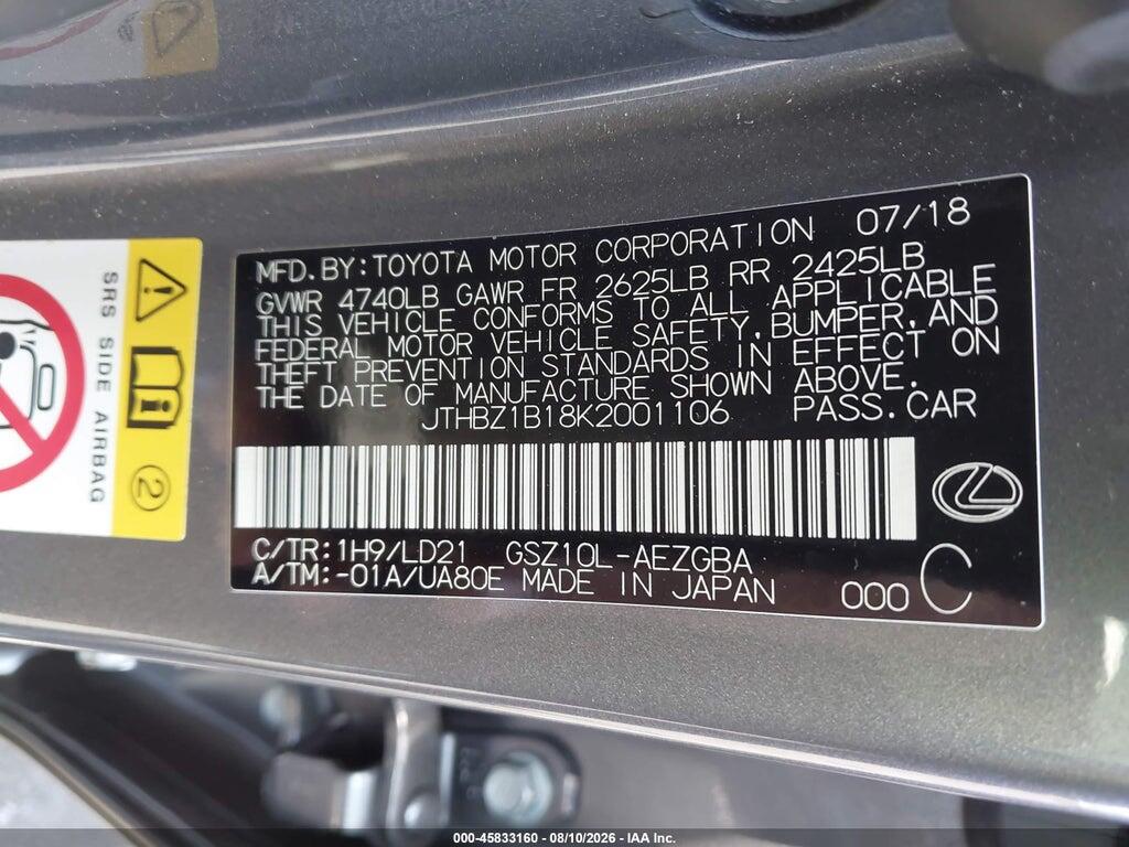 JTHBZ1B18K2001106 2019 LEXUS ES 350 photo no. 9