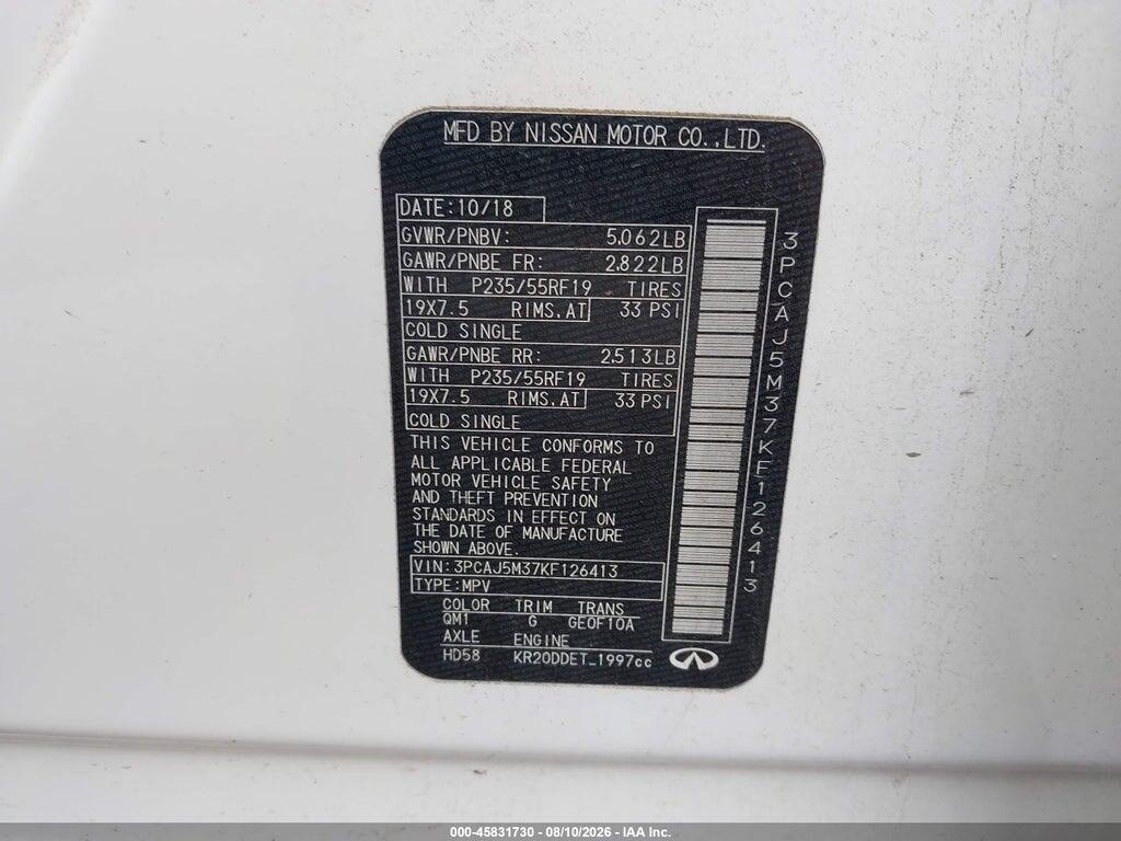 3PCAJ5M37KF126413 2019 INFINITI QX50 photo no. 9