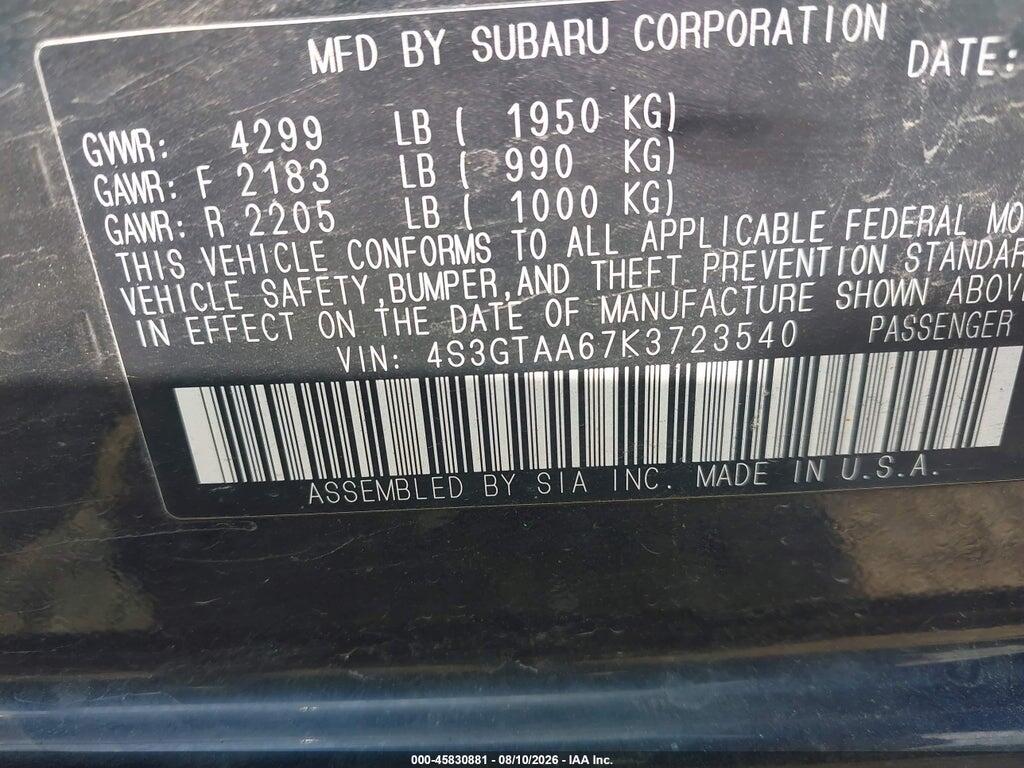 4S3GTAA67K3723540 2019 SUBARU IMPREZA photo no. 9
