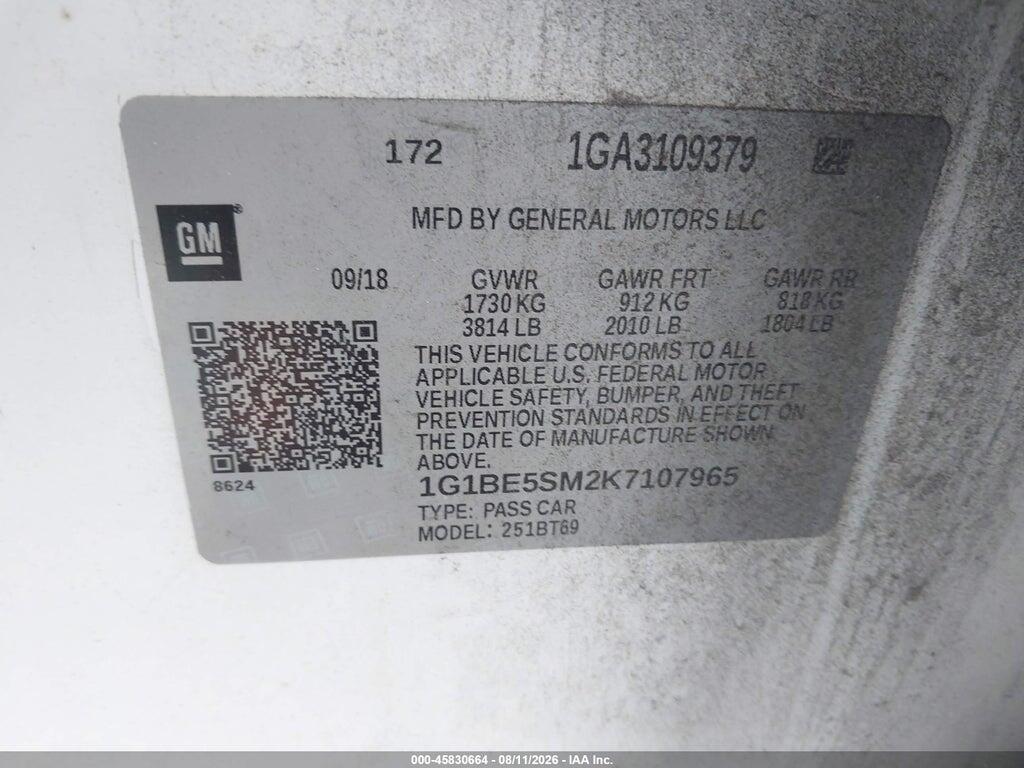 1G1BE5SM2K7107965 2019 CHEVROLET CRUZE photo no. 9