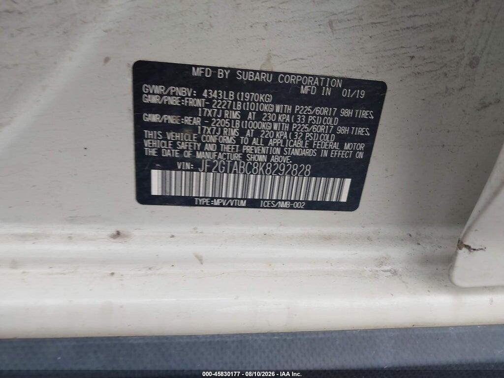 JF2GTABC8K8292828 2019 SUBARU CROSSTREK photo no. 9