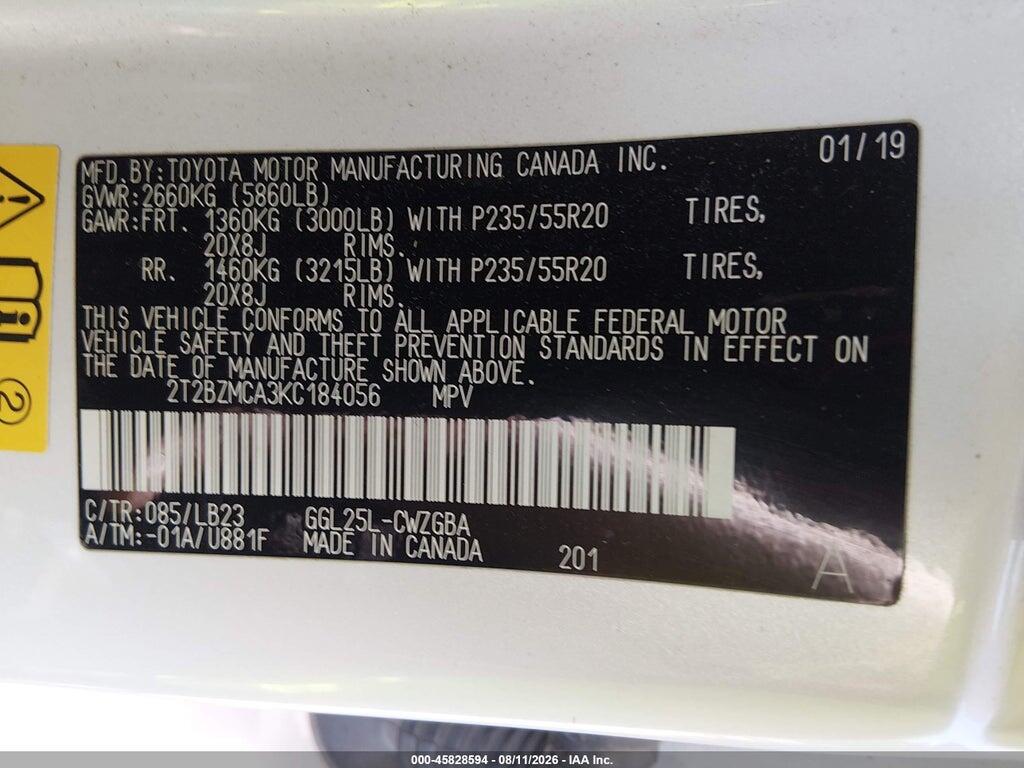 2T2BZMCA3KC184056 2019 LEXUS RX 350 photo no. 9