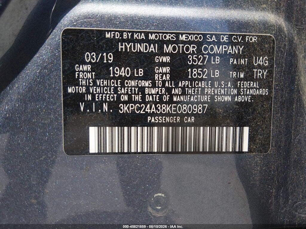 3KPC24A38KE080987 2019 HYUNDAI ACCENT photo no. 9