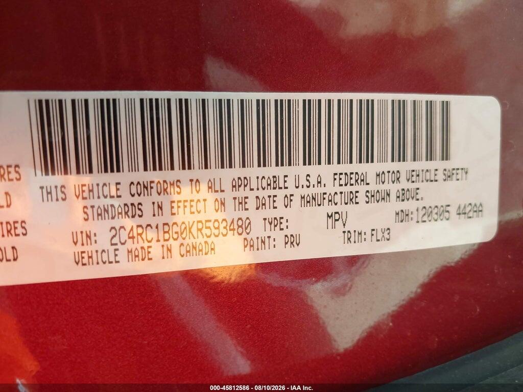 2C4RC1BG0KR593480 2019 CHRYSLER PACIFICA photo no. 9