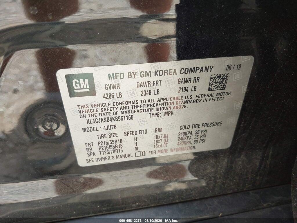 KL4CJASB4KB961166 2019 BUICK ENCORE photo no. 9