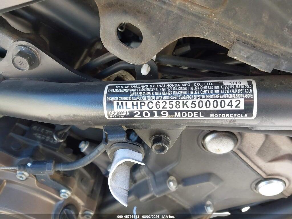 MLHPC6258K5000042 2019 HONDA CBR500 photo no. 10
