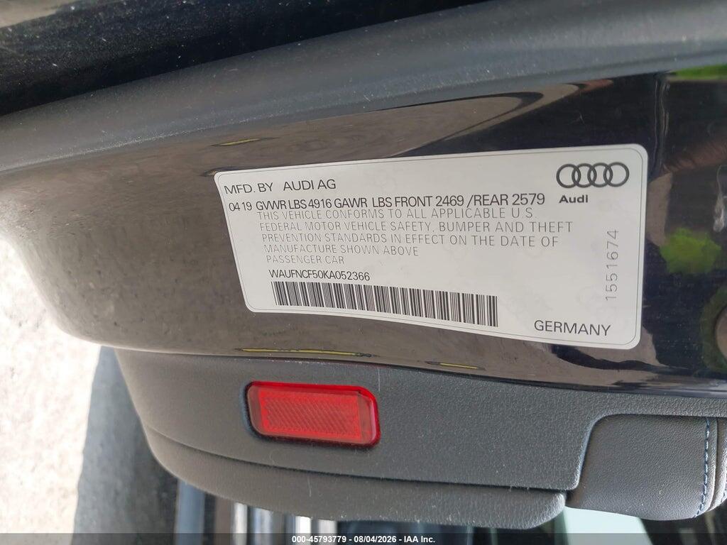 WAUFNCF50KA052366 2019 AUDI A5 photo no. 9