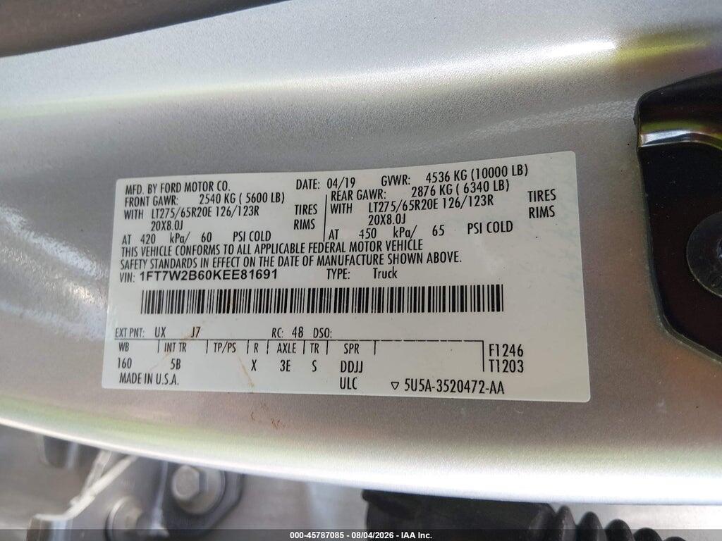 1FT7W2B60KEE81691 2019 FORD F-250 photo no. 9