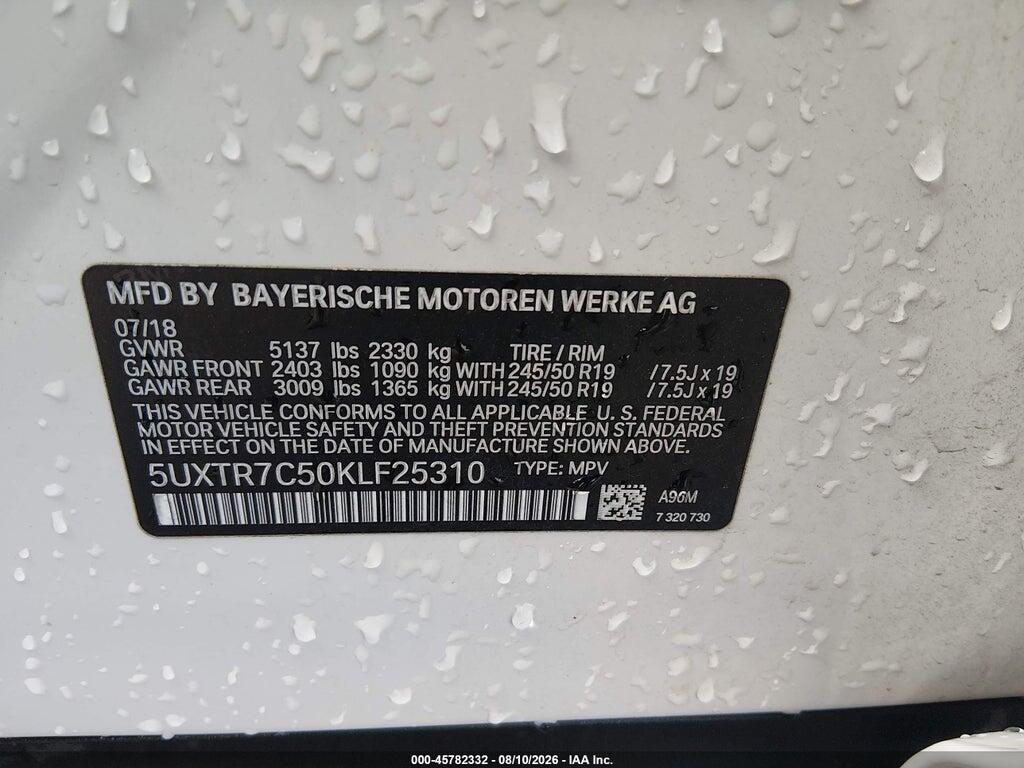 5UXTR7C50KLF25310 2019 BMW X3 photo no. 9