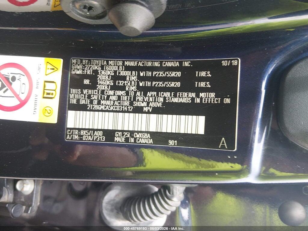 2T2BGMCA5KC031412 2019 LEXUS RX 450H photo no. 9