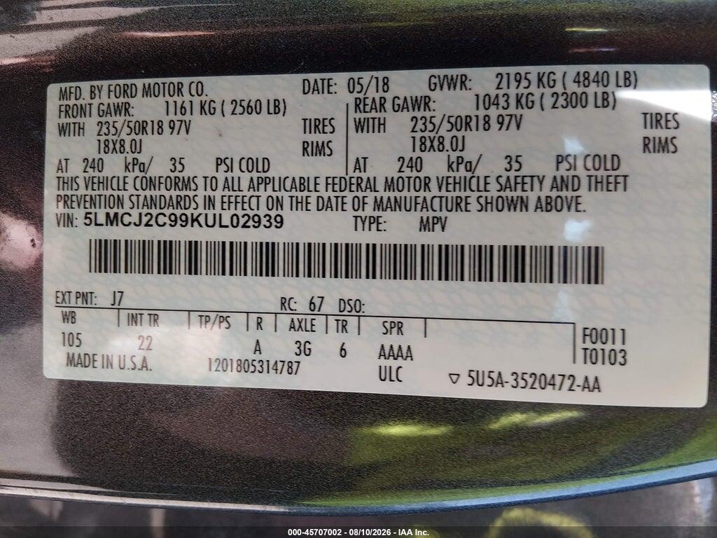 5LMCJ2C99KUL02939 2019 LINCOLN MKC photo no. 9