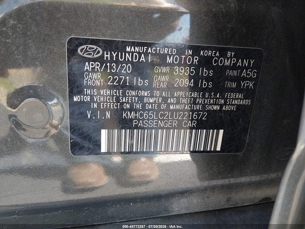 KMHC65LC2LU221672 2020 HYUNDAI IONIQ HYBRID photo no. 9
