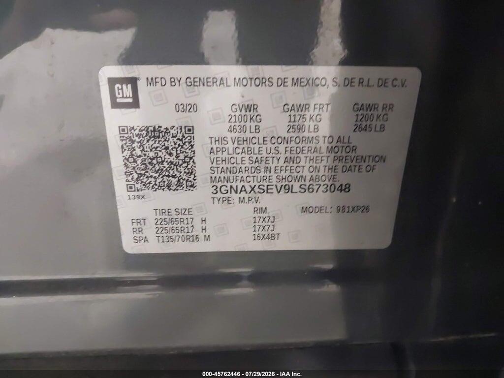 3GNAXSEV9LS673048 2020 CHEVROLET EQUINOX photo no. 9