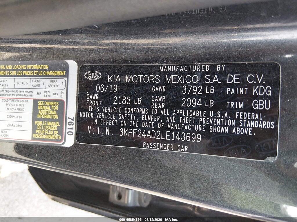 3KPF24AD2LE143699 2020 KIA FORTE photo no. 9