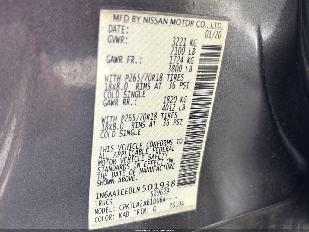 1N6AA1EE0LN501938 2020 NISSAN TITAN photo no. 9