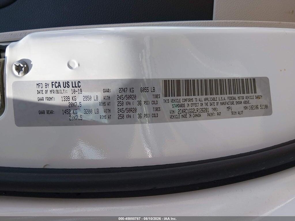 2C4RC1GG2LR126281 2020 CHRYSLER PACIFICA photo no. 9