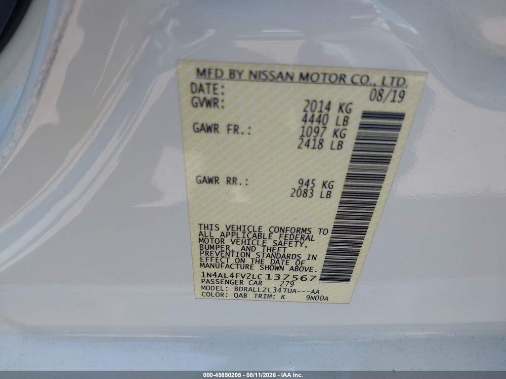 1N4AL4FV2LC137567 2020 NISSAN ALTIMA photo no. 9