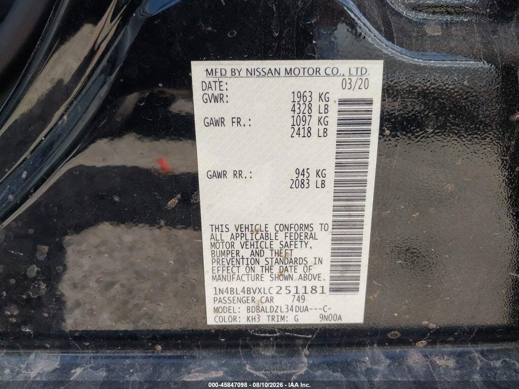 1N4BL4BVXLC251181 2020 NISSAN ALTIMA photo no. 9