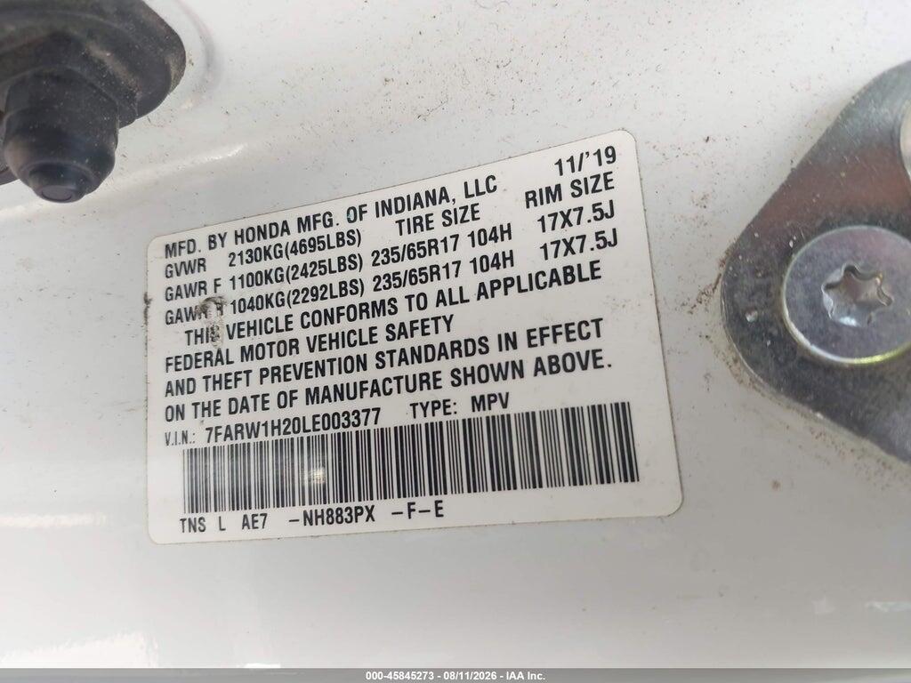 7FARW1H20LE003377 2020 HONDA CR-V photo no. 9