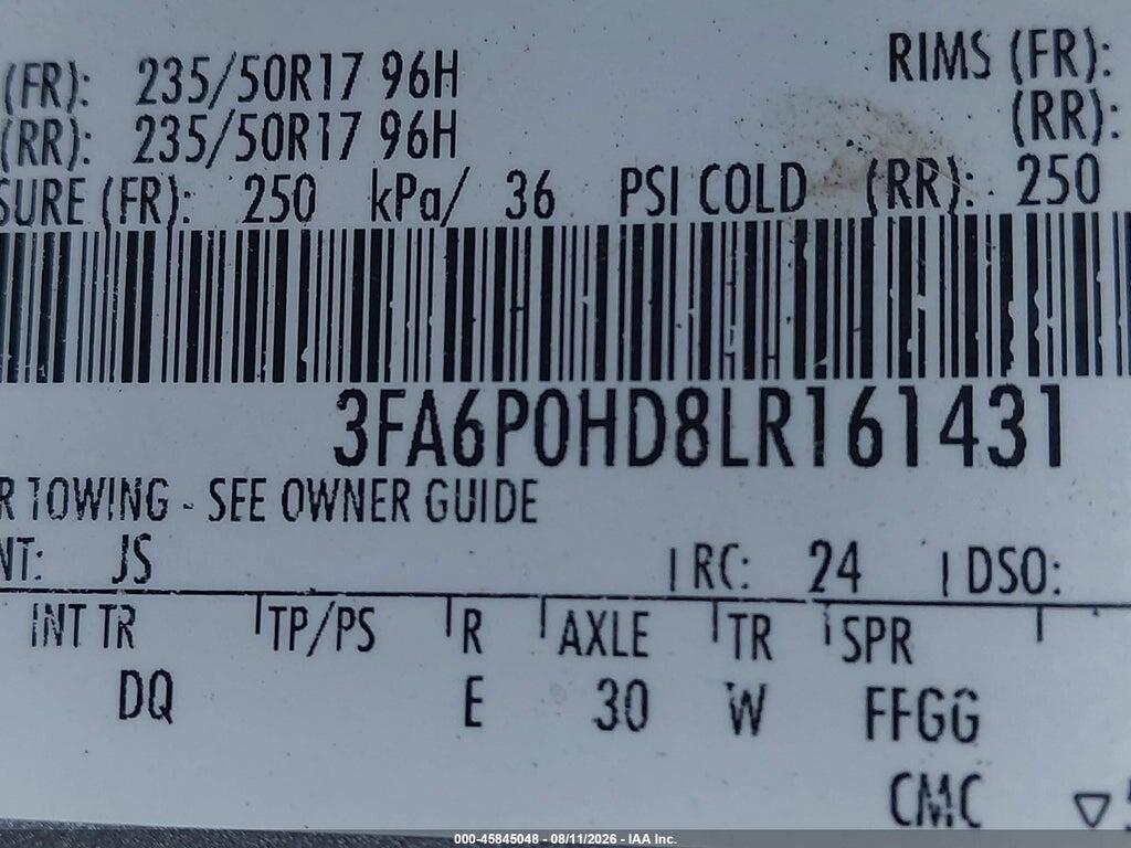3FA6P0HD8LR161431 2020 FORD FUSION photo no. 9