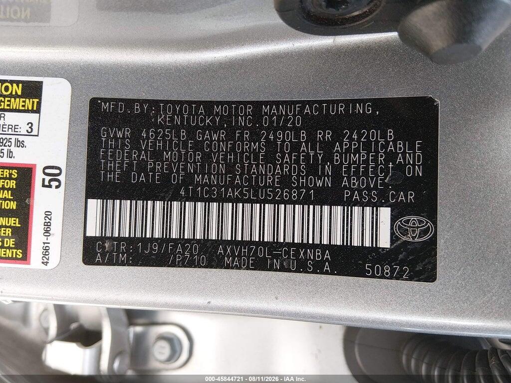 4T1C31AK5LU526871 2020 TOYOTA CAMRY photo no. 9