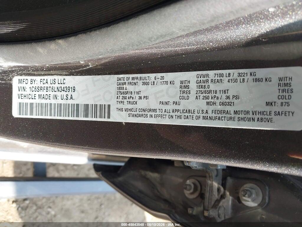 1C6SRFBT6LN343919 2020 RAM 1500 photo no. 9