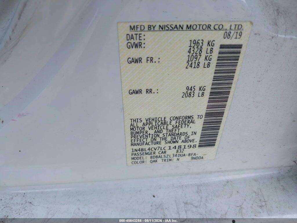 1N4BL4CV7LC148198 2020 NISSAN ALTIMA photo no. 9