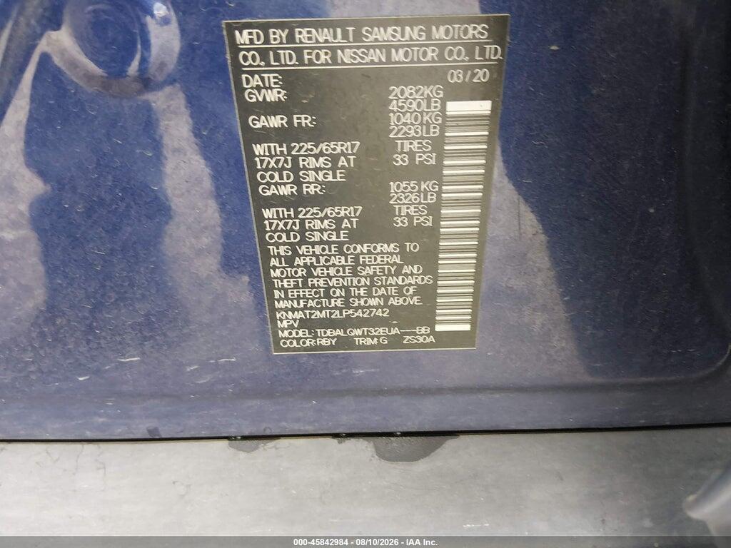 KNMAT2MT2LP542742 2020 NISSAN ROGUE photo no. 9