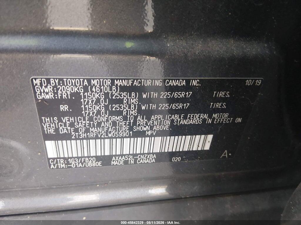2T3H1RFV2LW059901 2020 TOYOTA RAV4 photo no. 9