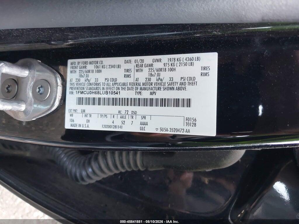 1FMCU0H68LUB10541 2020 FORD ESCAPE photo no. 9