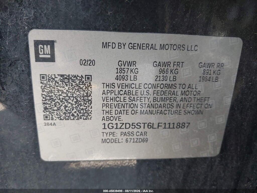1G1ZD5ST6LF111887 2020 CHEVROLET MALIBU photo no. 9