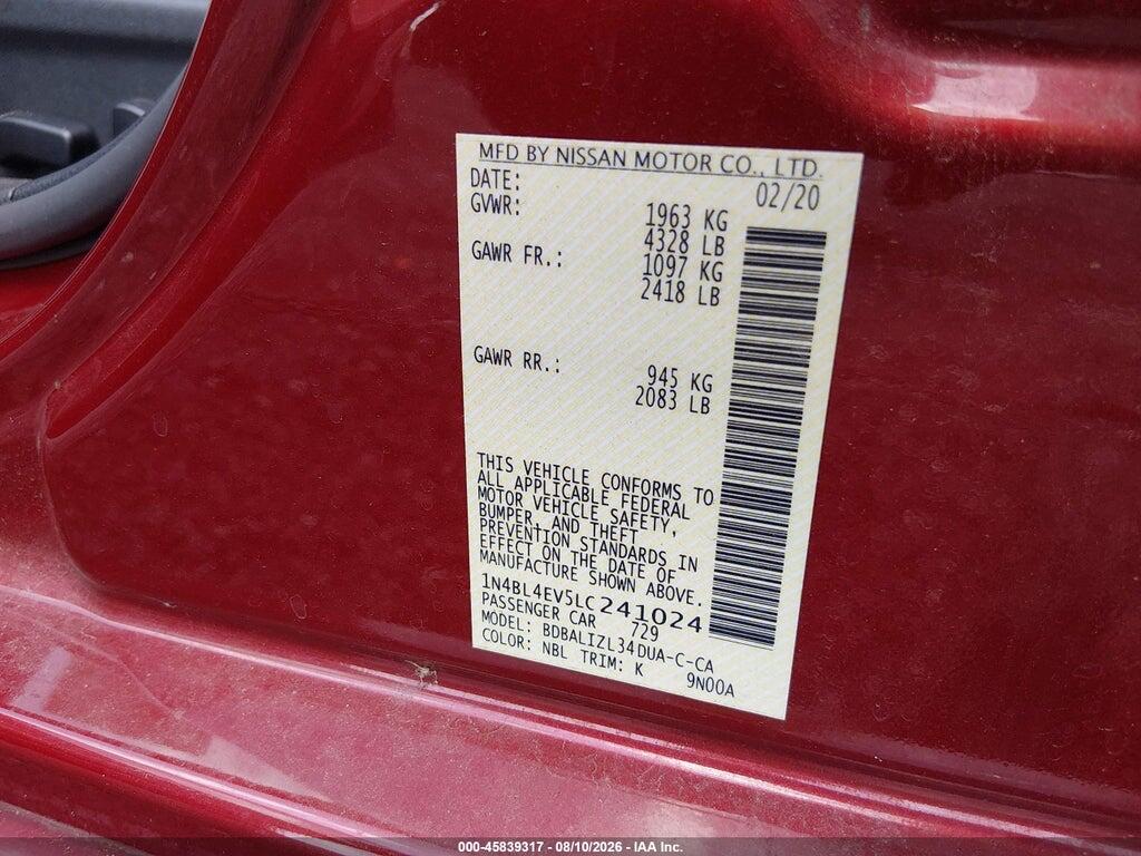 1N4BL4EV5LC241024 2020 NISSAN ALTIMA photo no. 9