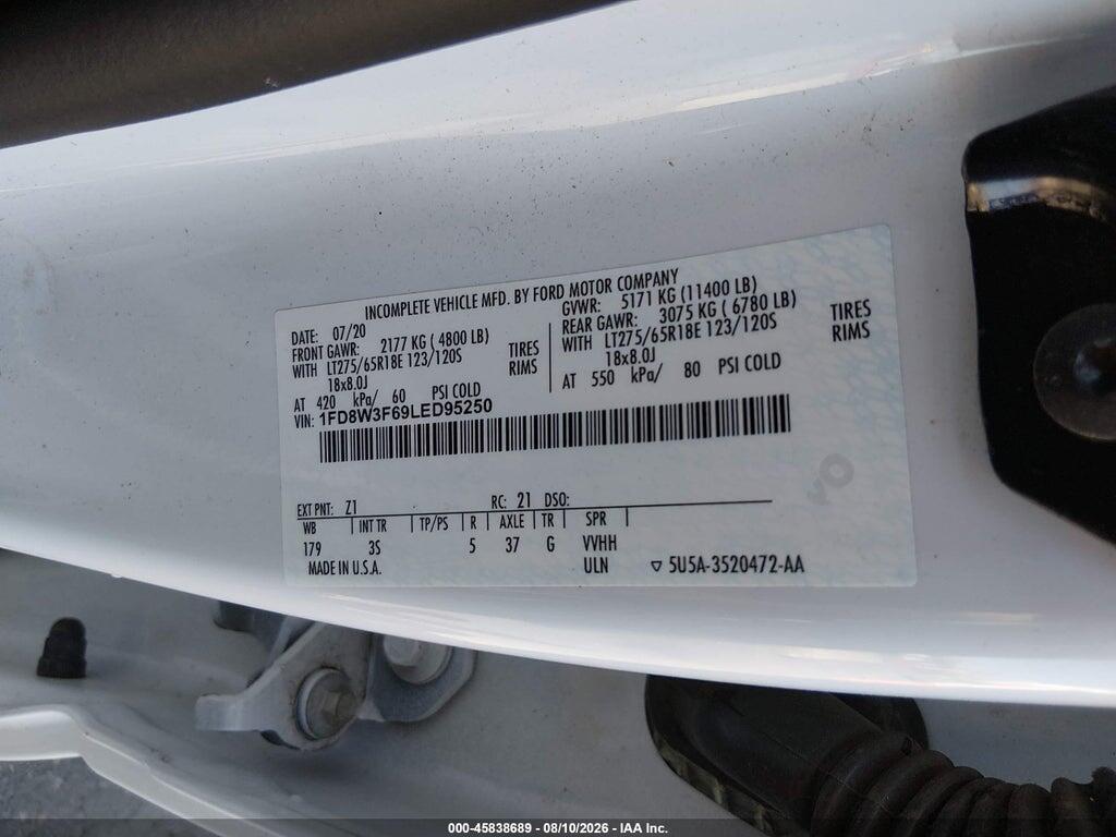 1FD8W3F69LED95250 2020 FORD F-350 CHASSIS photo no. 5