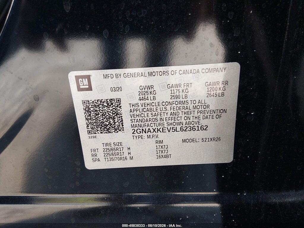 2GNAXKEV5L6236162 2020 CHEVROLET EQUINOX photo no. 9