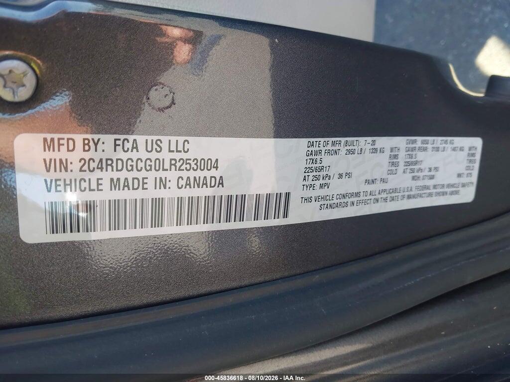 2C4RDGCG0LR253004 2020 DODGE GRAND CARAVAN photo no. 9