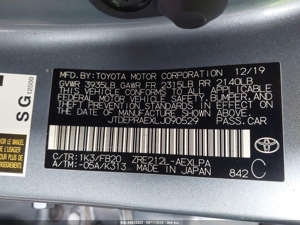 JTDEPRAEXLJ090529 2020 TOYOTA COROLLA photo no. 9