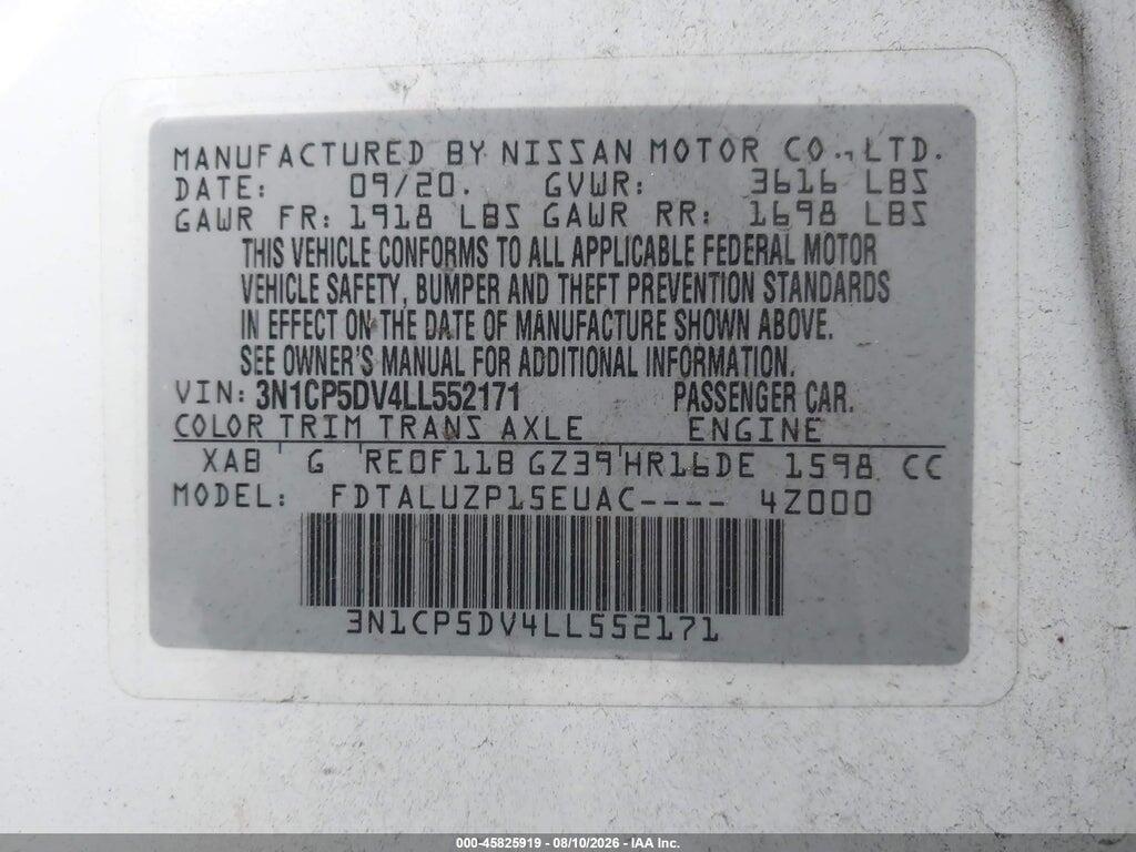 3N1CP5DV4LL552171 2020 NISSAN KICKS photo no. 9