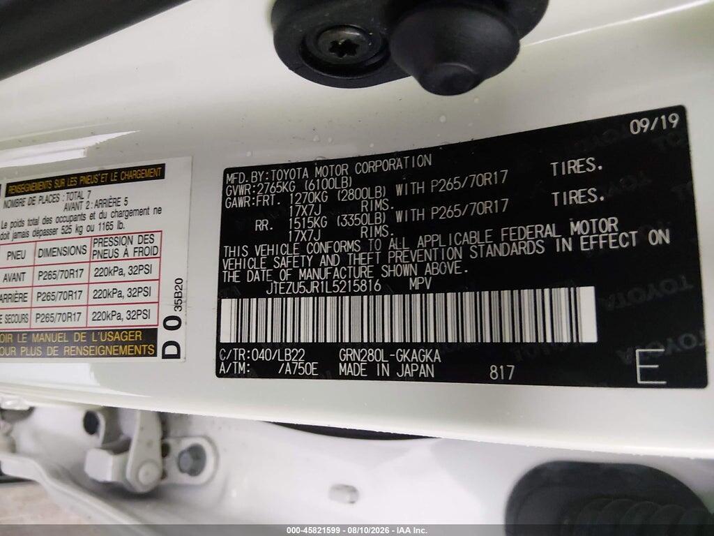 JTEZU5JR1L5215816 2020 TOYOTA 4RUNNER photo no. 9