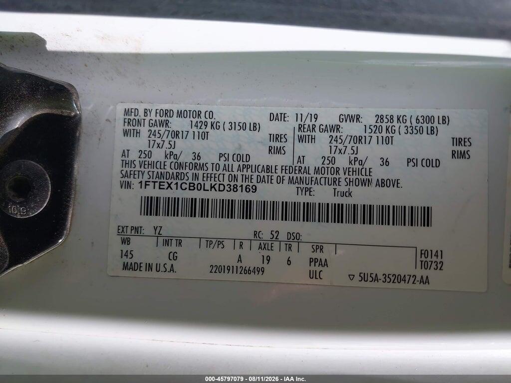 1FTEX1CB0LKD38169 2020 FORD F-150 photo no. 9