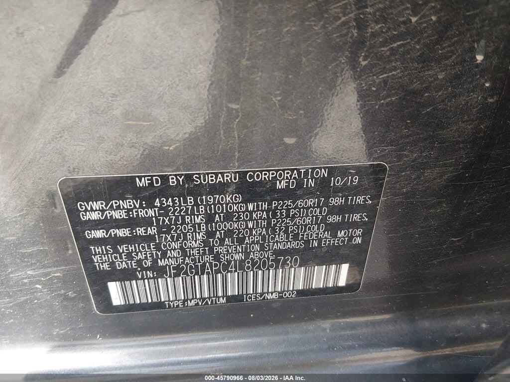 JF2GTAPC4L8205730 2020 SUBARU CROSSTREK photo no. 9