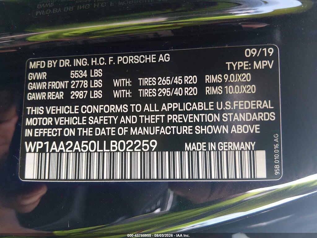 WP1AA2A50LLB02259 2020 PORSCHE MACAN photo no. 9