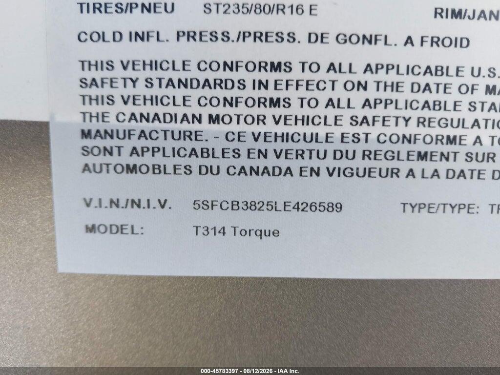 5SFCB3825LE426589 2020 HEARTLAND TORQUE T314 photo no. 9