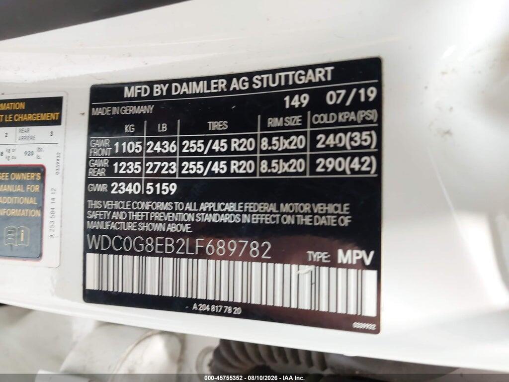 WDC0G8EB2LF689782 2020 MERCEDES-BENZ GLC 300 photo no. 9