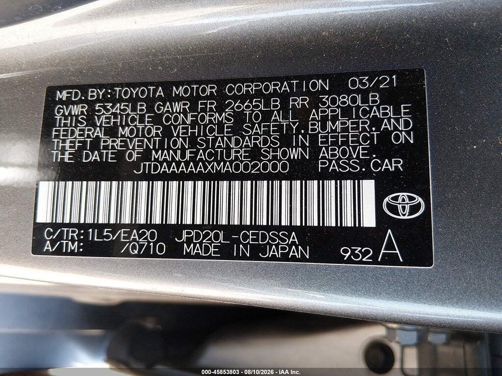 JTDAAAAAXMA002000 2021 TOYOTA MIRAI photo no. 9