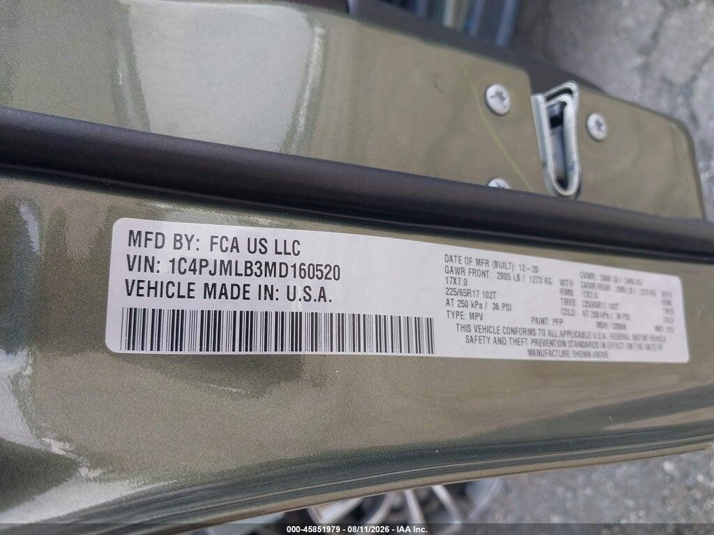 1C4PJMLB3MD160520 2021 JEEP CHEROKEE photo no. 9