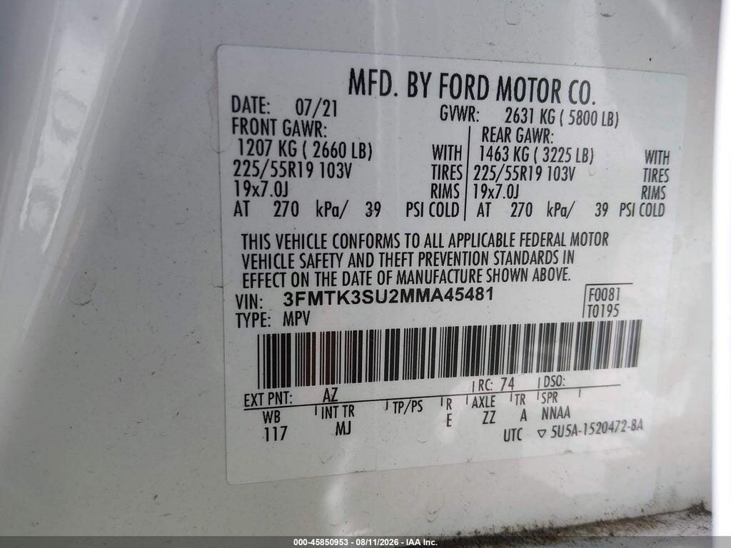 3FMTK3SU2MMA45481 2021 FORD MUSTANG MACH-E photo no. 9