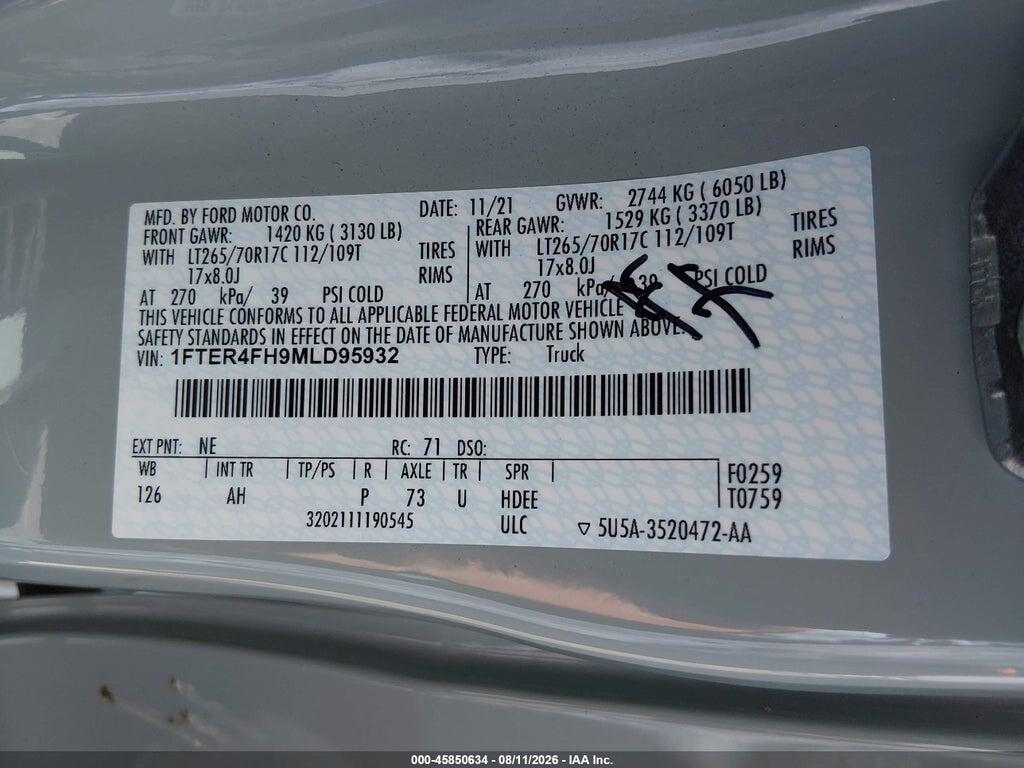 1FTER4FH9MLD95932 2021 FORD RANGER photo no. 9