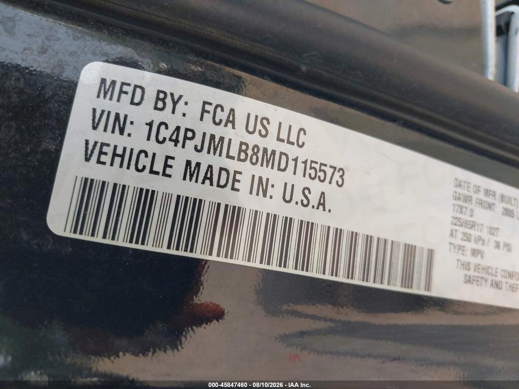 1C4PJMLB8MD115573 2021 JEEP CHEROKEE photo no. 9