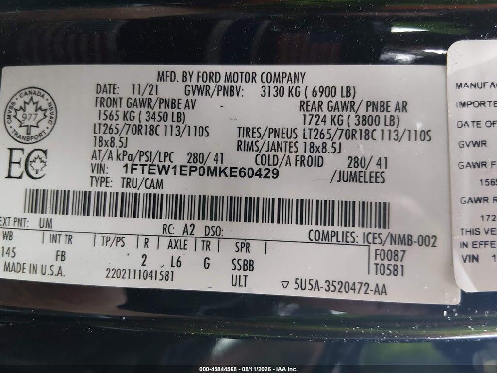 1FTEW1EP0MKE60429 2021 FORD F-150 photo no. 9