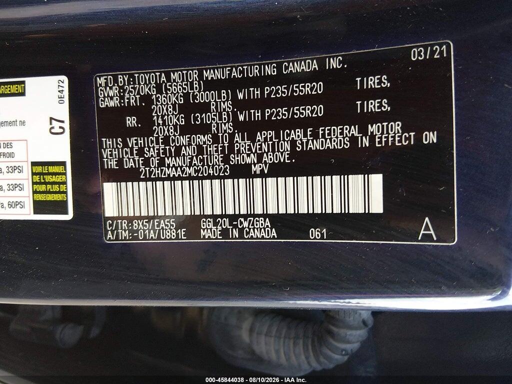 2T2HZMAA2MC204023 2021 LEXUS RX 350 photo no. 9